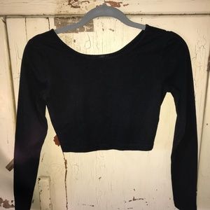 Black Long Sleeve Crop Top